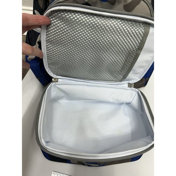 LL Bean Backpack Book Pack Lunchbox SET School Travel Bag Blue Camouflage - Picture 9 of 9